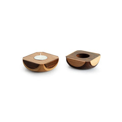 Jugnu Chakori' Wooden Tea Light Holder (Set of 2)