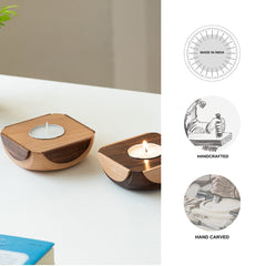 Jugnu Chakori' Wooden Tea Light Holder (Set of 2)