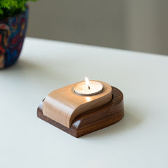 šŖµ Shapical Jugnu ā Hand-Carved Wooden Tea-Light Holder in Dual Brown Tones