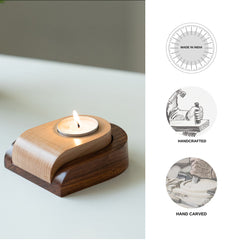 šŖµ Shapical Jugnu ā Hand-Carved Wooden Tea-Light Holder in Dual Brown Tones