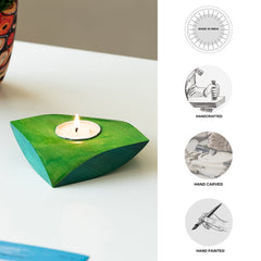 💚 Handcrafted Heera-Shaped Tea-Light Holder in Light Green