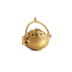 🪔 Hand-Etched Brass Dhoop Dani Burner & Diffuser – Antique Finish