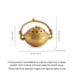 🪔 Hand-Etched Brass Dhoop Dani Burner & Diffuser – Antique Finish