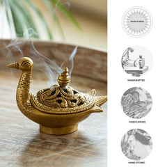 🕊️ Handcrafted Brass Swan Diffuser & Incense Burner – Antique Finish
