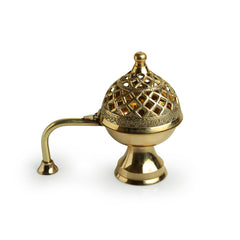 🕯️ Inayaat Hand-Etched Brass Incense Burner & Diffuser – Antique Yellow Finish