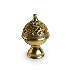 🕯️ Inayaat Hand-Etched Brass Incense Burner & Diffuser – Antique Yellow Finish