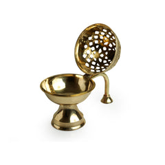 🕯️ Inayaat Hand-Etched Brass Incense Burner & Diffuser – Antique Yellow Finish