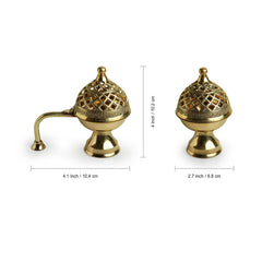 🕯️ Inayaat Hand-Etched Brass Incense Burner & Diffuser – Antique Yellow Finish