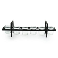 🕯️ Floating Flame Rectangular Tea Light Holder – Handcrafted Iron & Glass Centerpiece