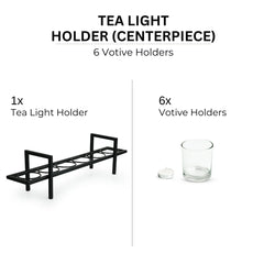 🕯️ Floating Flame Rectangular Tea Light Holder – Handcrafted Iron & Glass Centerpiece