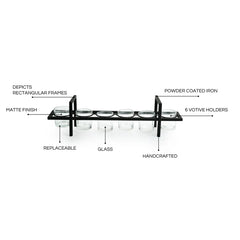 🕯️ Floating Flame Rectangular Tea Light Holder – Handcrafted Iron & Glass Centerpiece