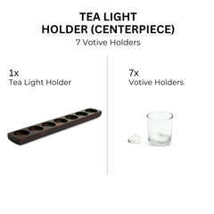 🕯️ Linear Flame Wooden Tea Light Holder – Handcrafted Mango Wood Decor