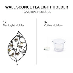 🦋 Butterflies & Leaf Wall Tea Light Holder – Nature’s Elegance in Light
