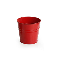 The Red Bucket' Wall Planter Pot With Curved Holder In Galvanized Iron