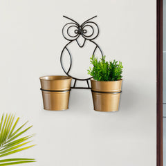 'The Owl Buckets' Wall Planter Pots In Galvanized Iron (Set of 2)