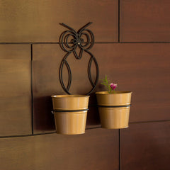 'The Owl Buckets' Wall Planter Pots In Galvanized Iron (Set of 2)