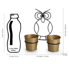 'The Owl Buckets' Wall Planter Pots In Galvanized Iron (Set of 2)