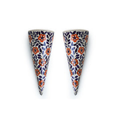 'Dazzling Posy 'Hand-painted Wall Planter Pots In Ceramic (Set of 2)