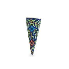 'Floral Cones ' Hand-painted Wall Planter Pots In Ceramic (Set of 2)