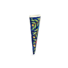 'Floral Cones ' Hand-painted Wall Planter Pots In Ceramic (Set of 2)