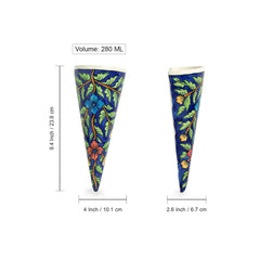 'Floral Cones ' Hand-painted Wall Planter Pots In Ceramic (Set of 2)