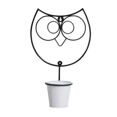 Wide Eyed Owl' Wall Planter Pot In Galvanized Iron (33 cm | 1 Planter Pot)