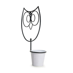 Wide Eyed Owl' Wall Planter Pot In Galvanized Iron (33 cm | 1 Planter Pot)