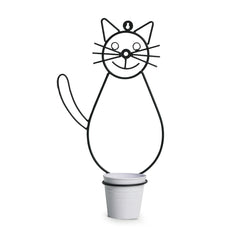 Smiling Cat' Wall Planter Pot In Galvanized Iron (40.6 cm | 1 Planter Pot)