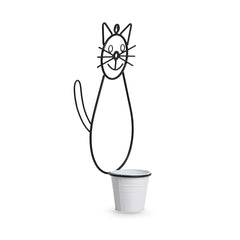 Smiling Cat' Wall Planter Pot In Galvanized Iron (40.6 cm | 1 Planter Pot)