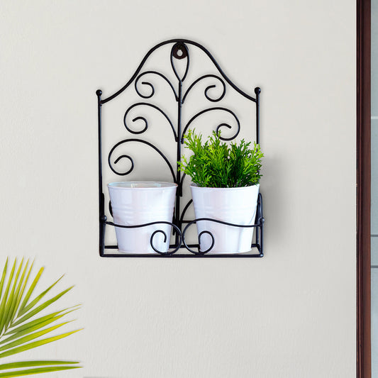 Fern Leaf' Wall Planter Pots In Galvanized Iron (33 cm | 2 Planter Pots)