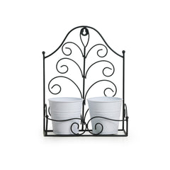 Fern Leaf' Wall Planter Pots In Galvanized Iron (33 cm | 2 Planter Pots)