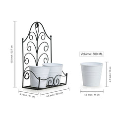 Fern Leaf' Wall Planter Pots In Galvanized Iron (33 cm | 2 Planter Pots)