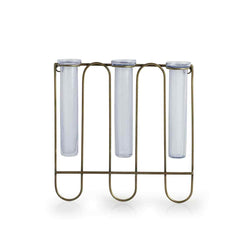 Modern Glass Garden' Test Tube Wall Planter/Vases (25.4 cm | Golden)