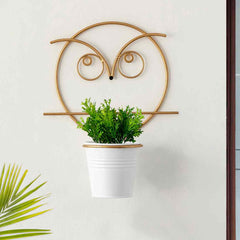 Angry Owl' Wall Planter Pot In Galvanized Iron (25.4 cm | Brass Finish)