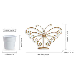 'Svarn Titli' Wall Planter Pot In Galvanized Iron (25.4 cm, Brass Finish)