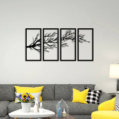 Elegant Tree Sprig Metal Wall Art (4 Piece)