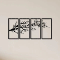Elegant Tree Sprig Metal Wall Art (4 Piece)