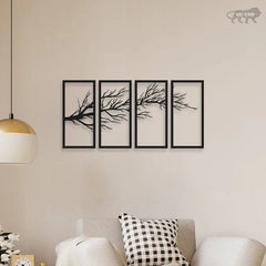 Elegant Tree Sprig Metal Wall Art (4 Piece)