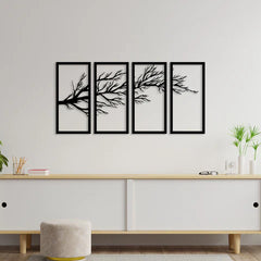 Elegant Tree Sprig Metal Wall Art (4 Piece)