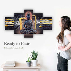 Set of Five MDF Framed 3D Wall Painting for Home Decoration, Big Size Painting for Living Room, Bedroom (24x50 inches)DR 48