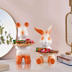 Set Of Two Decorative Rabbit Showpiece Home Decor Animal Statues for Living Room, Bedroom, Dining Room, Kitchen, Bathroom, Wedding, Party Dcor