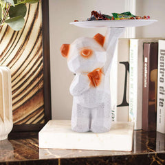 Decoration Cool Bear Showpiece for Home Shelves Decor Item, Home Kitchen Decor,Office Decor,Resin, Multifunctional,Phone,Wallets-Unique Shelf & Tabletop Decoration (Grey)