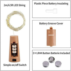 3 Pcs LED Bottle Decorating Light, LED Wine Bottle Cork Copper Wire String Lights, 2M Battery Operated for Room, Balcony, Diwali Lights Decor