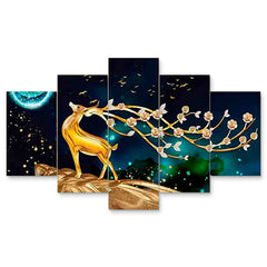 Set of Five MDF Framed 3D Wall Painting for Home Decoration, Big Size Painting for Living Room, Bedroom (24x50 inches)DR 48
