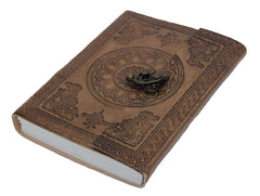 Leather Journal Diary with metal lock vintage Journal handmade 200 pages white unruled|travel Diary|personal journal -1