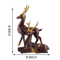 Polyresin Set Of 2 Dear showpiece for Home decoration items Table Dcor Living Room Gift Boxes for Weddings, Parties, Housewarming for Home and Office Use (Brown Golden)