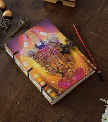 Handmade Printed Cardboard Journal Diary with Buckle Lock Unruled 200 Pages Notepad Personal Diaries for Men and Women -1