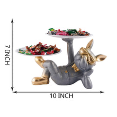Decoration Cool Dog Showpiece With Plate for Home Decor Item | Kitchen,Bedroom,Office,Dinning Table Decorative Item (Black)