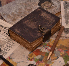 Genuine Leather Diary | Vintage Handmade Leather Journal | Premium Antique LOCK Closure | 200 Handmade Deckle Edge Antique Pages -1