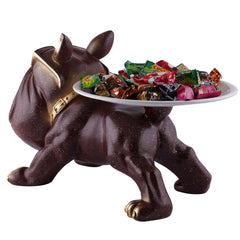 Decoration Cool Dog Showpiece With Plate for Home Decor Item | Kitchen,Bedroom,Office,Dinning Table Decorative Item (Black)